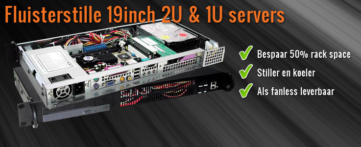 fluisterstille 2u en 1u server chassis